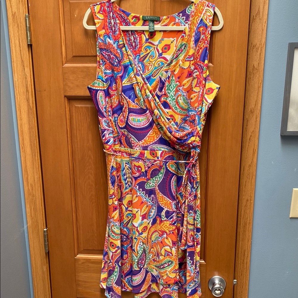 Ralph Lauren Vibrant Paisley Sleeveless V-Neck Mini Sundress